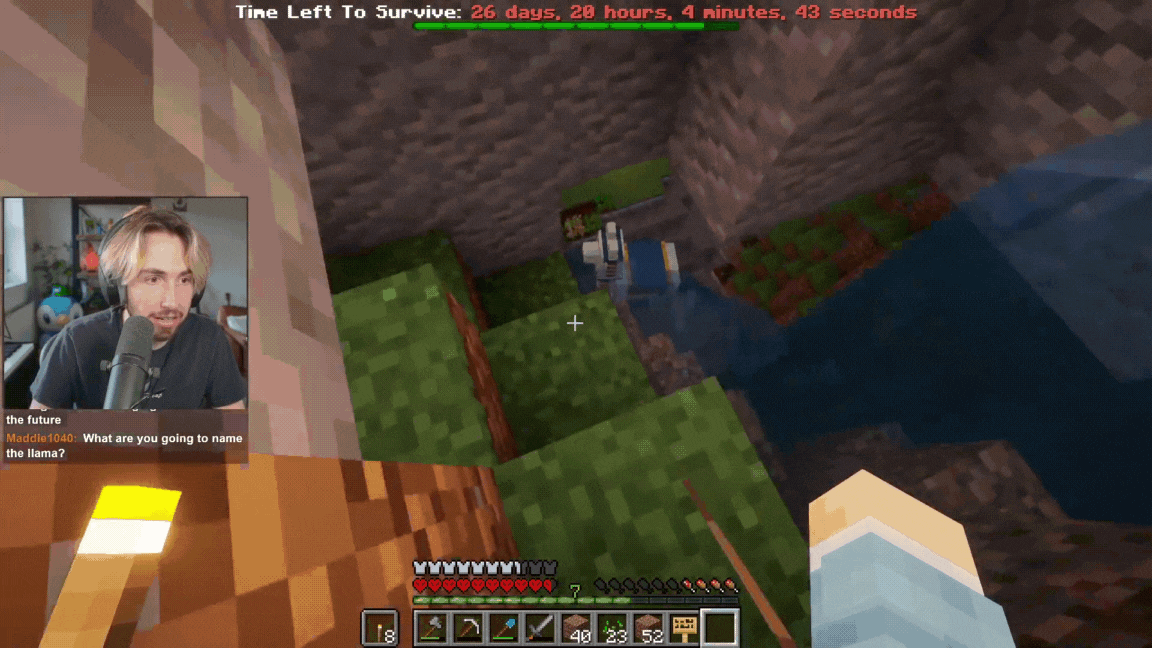 TheOrionSound leading a llama and then being blown up by a creeper.